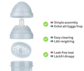 Double Anti-Colic Baby Bottle LT 240 ml/8.5 floz Gray